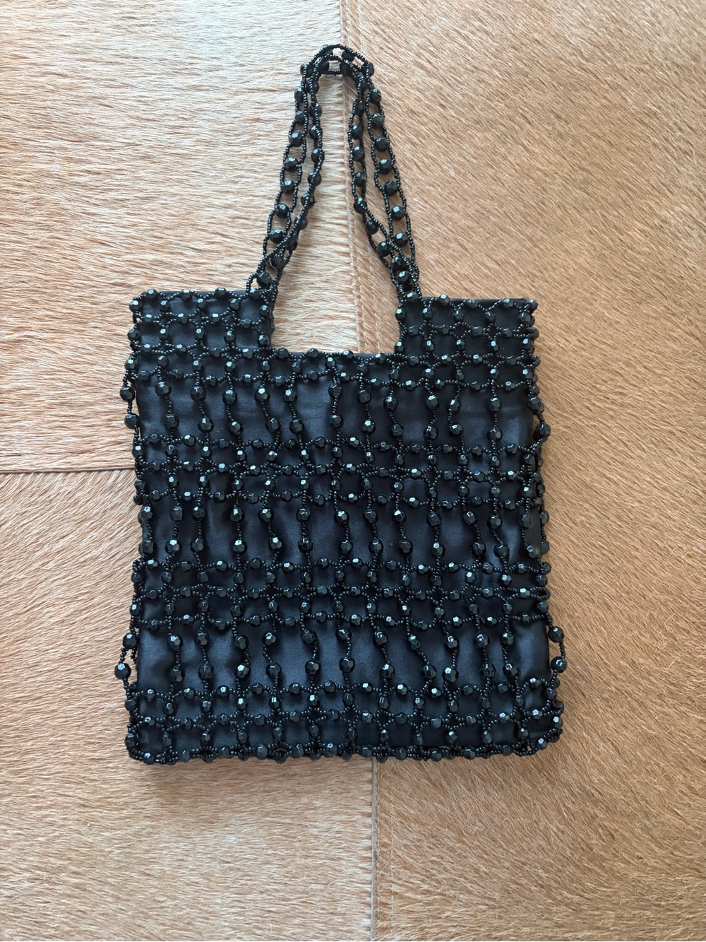 Black Beaded Tote Bag - Women